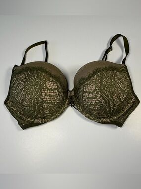 Victoria's Secret Olive Lace Push-Up Bra 34D Underwire Padded Lingerie